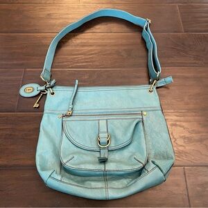Fossil Genuine Leather Women's Blue Handbag One Size